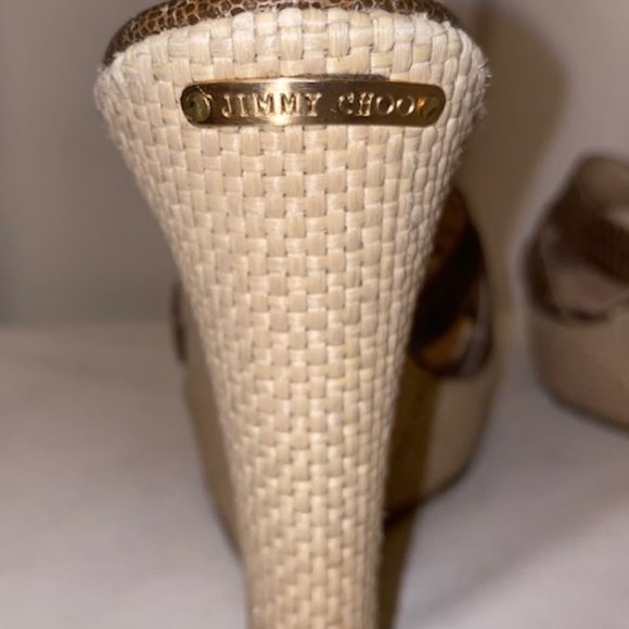 Authentic Jimmy Choo Brown Espadrille Wedges Womens Size 6.5 - Picture 4 of 5